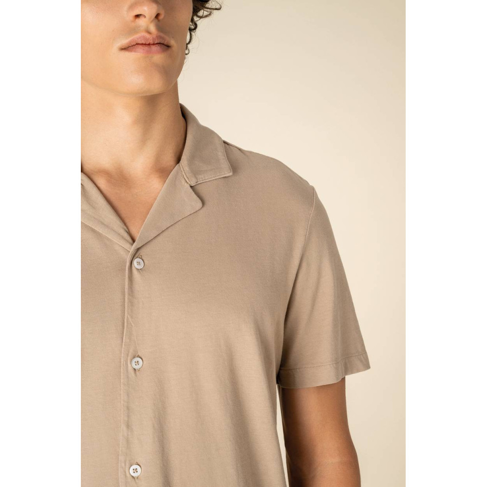 Chemise écoresponsable à col bowling délavée en jersey manches courtes homme