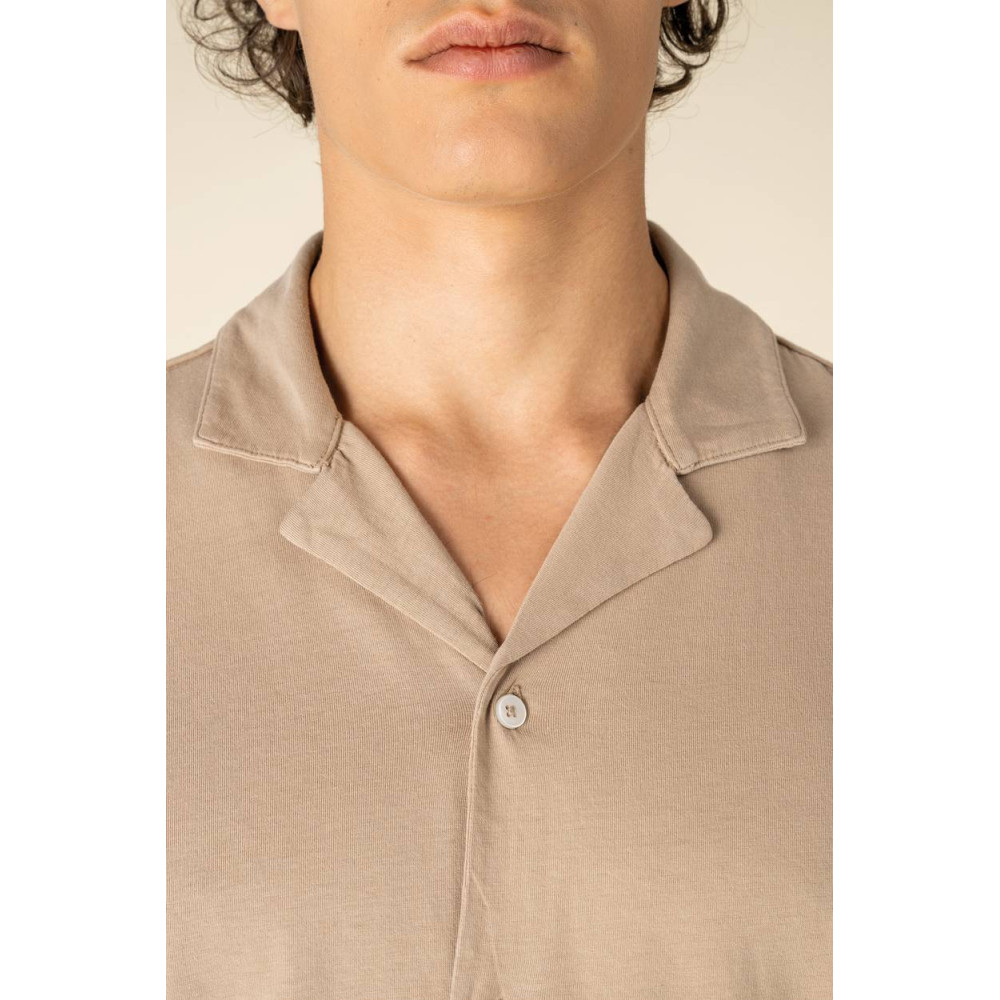 Chemise écoresponsable à col bowling délavée en jersey manches courtes homme