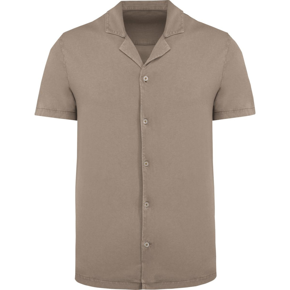 Chemise écoresponsable à col bowling délavée en jersey manches courtes homme