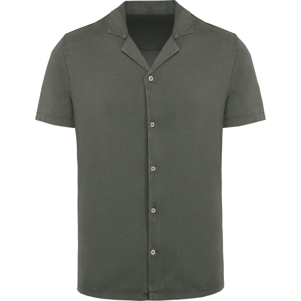 Chemise écoresponsable à col bowling délavée en jersey manches courtes homme