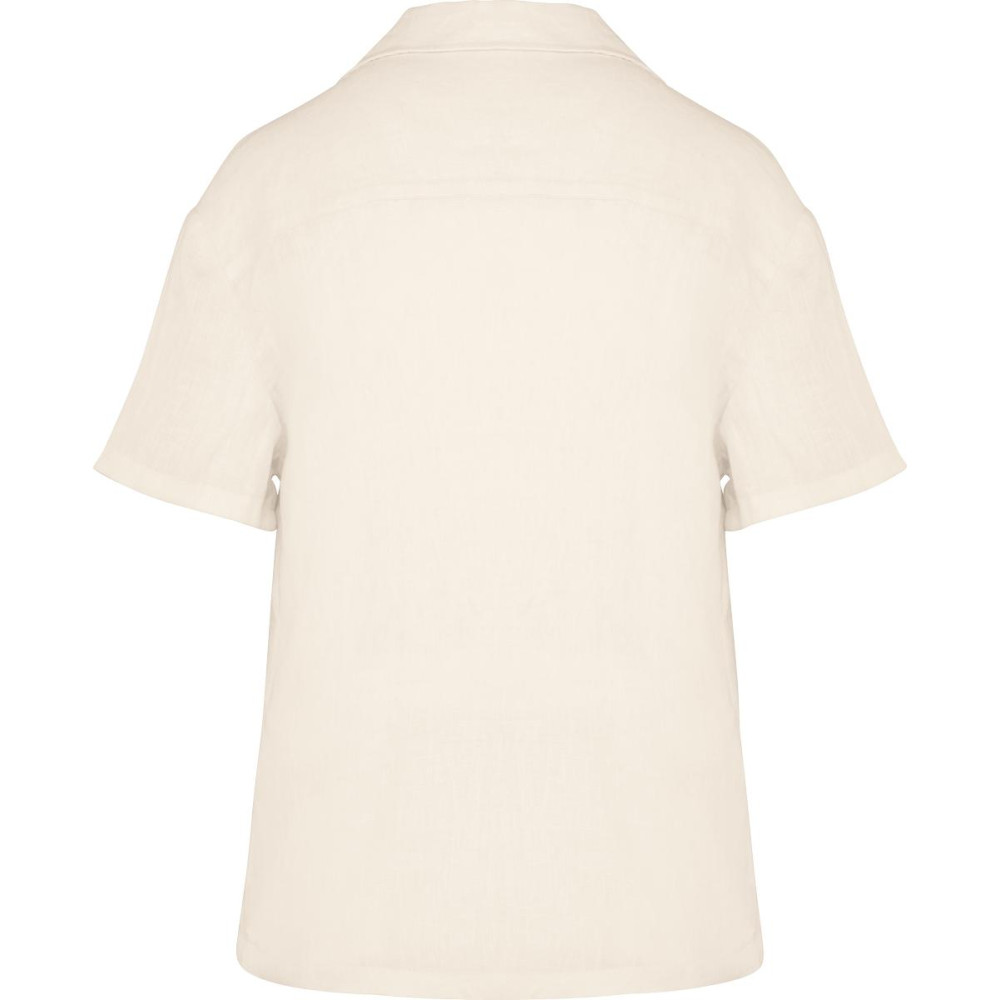 Chemise à col bowling manches courtes en lin femme 