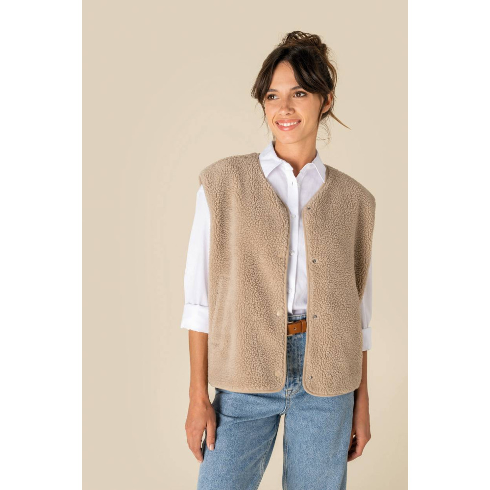 Veste sans manches en sherpa femme