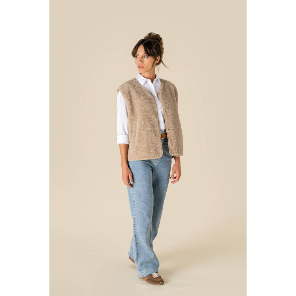 Veste sans manches en sherpa femme