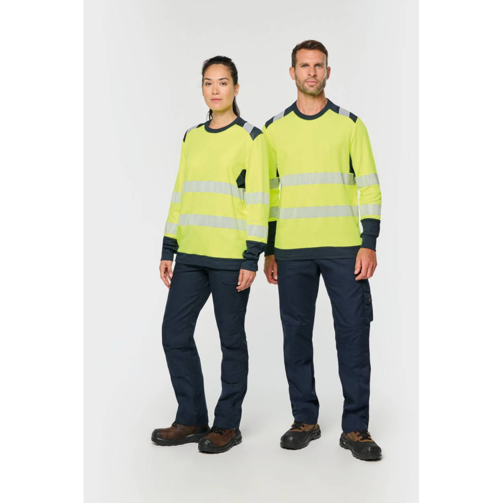T-shirt de sécurité recyclé col rond manches longues unisexe