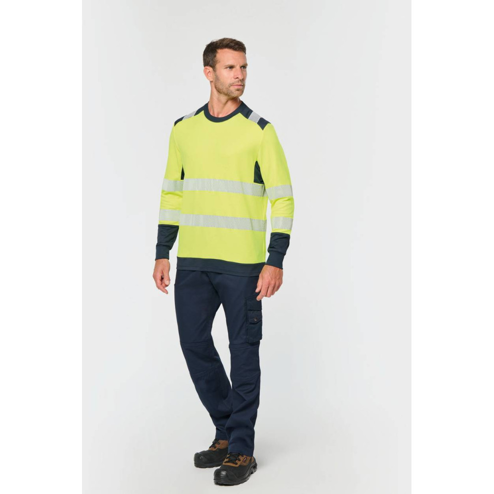 T-shirt de sécurité recyclé col rond manches longues unisexe