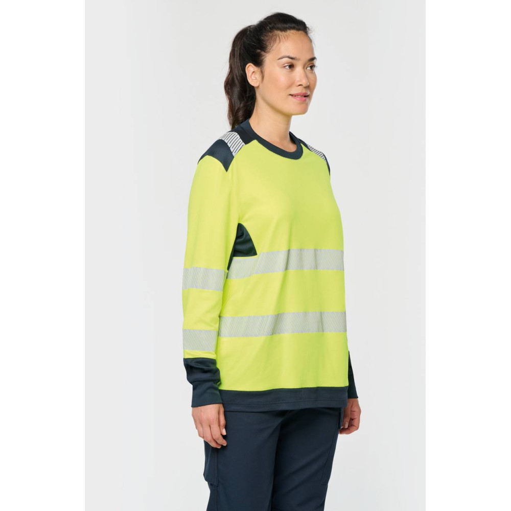 T-shirt de sécurité recyclé col rond manches longues unisexe
