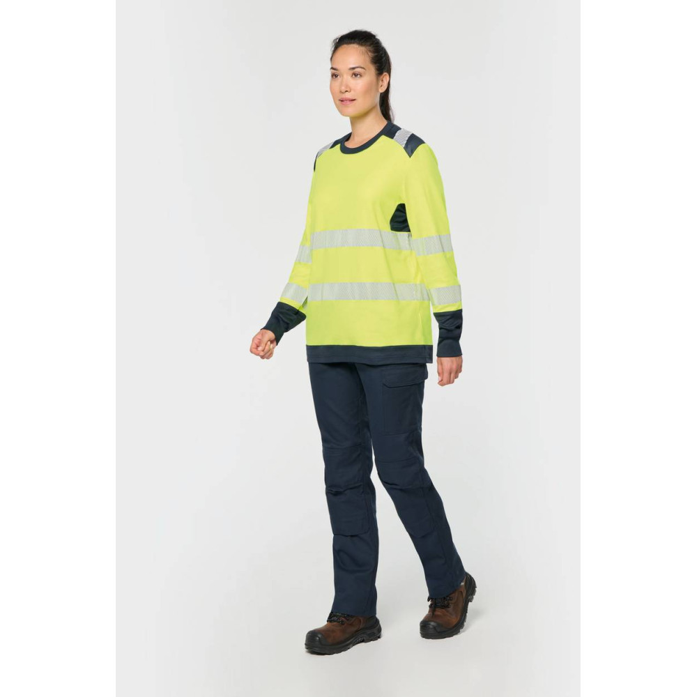 T-shirt de sécurité recyclé col rond manches longues unisexe