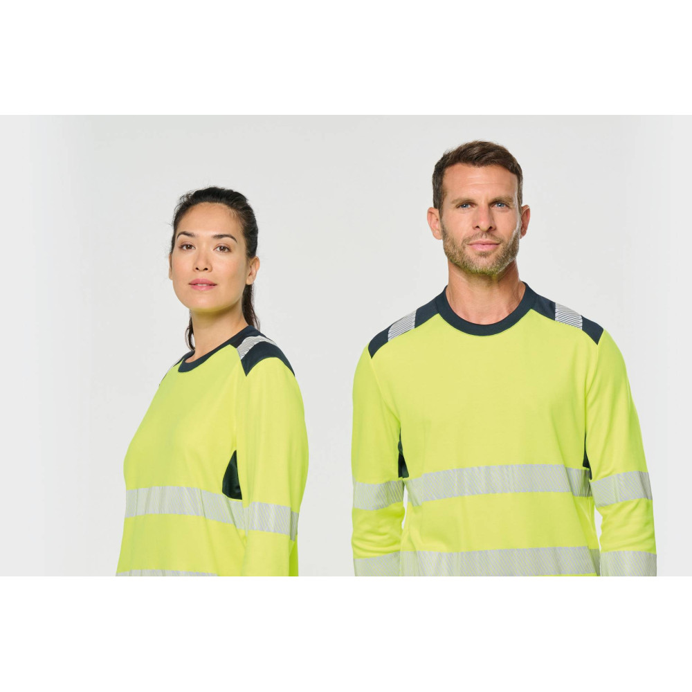 T-shirt de sécurité recyclé col rond manches longues unisexe