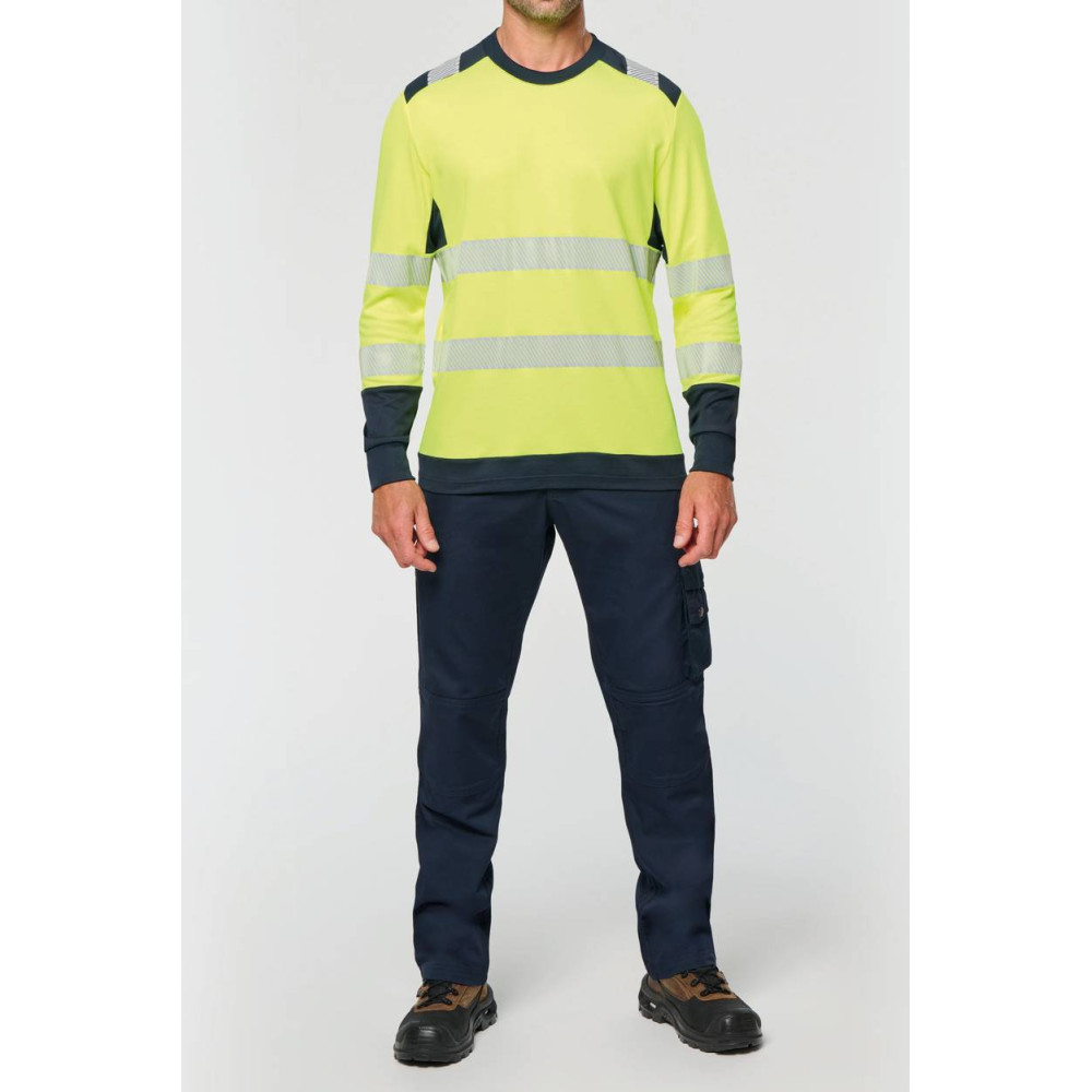 T-shirt de sécurité recyclé col rond manches longues unisexe