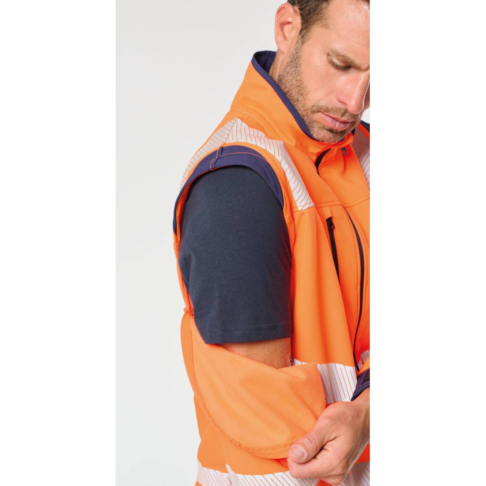 Veste softshell de sécurité recyclée avec manches détachables unisexe